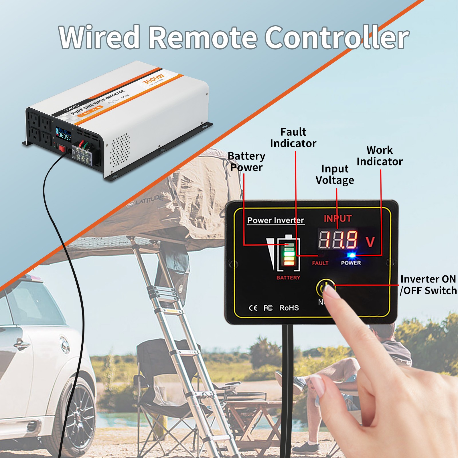 OUBOTEK 3000W Pure Sine Wave Inverter